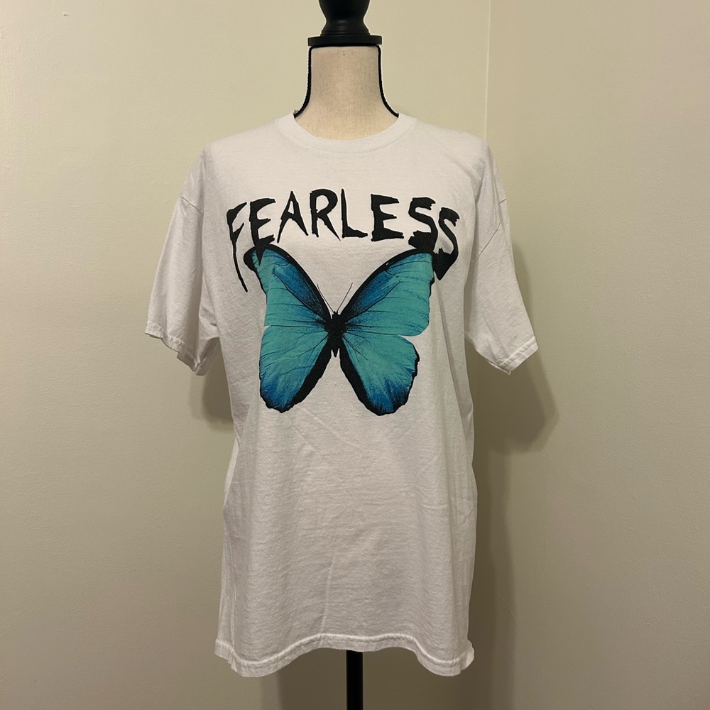 Fearless T-Shirt with Blue Butterfly